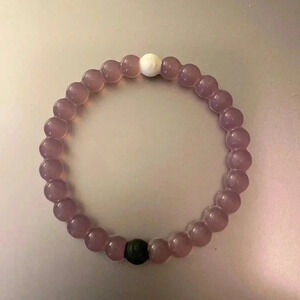 Lokai Lavender Bead Bracelet with White and Black Accents